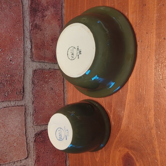 Vintage Hall dark green bowl and custard cup - Picture 3 of 9